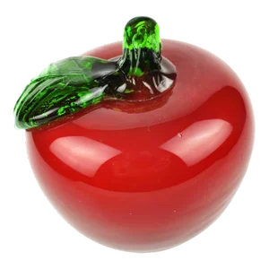 Mid-Century Handmade Red Glass Apple Paperweight Figurine