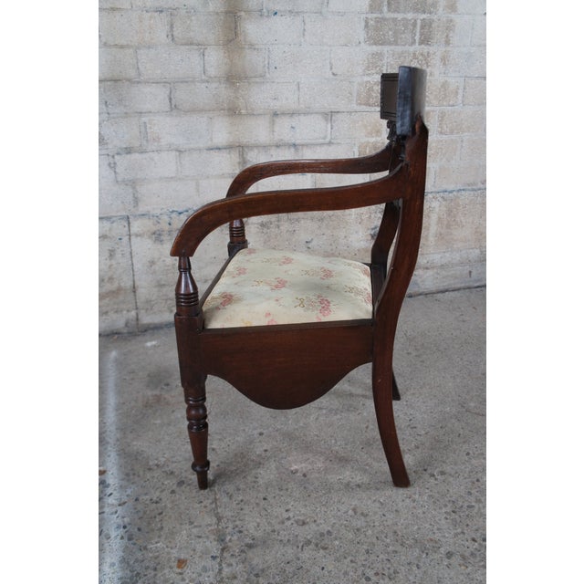 Antique Early 19th C. English Regency Mahogany Commode Arm Chair For Sale - Image 13 of 18