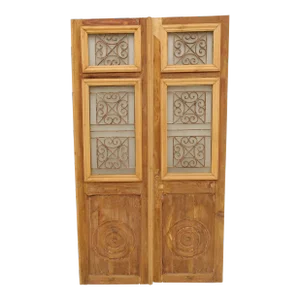 Late 19th Century Double French Doors With Metal/Glass - a Pair