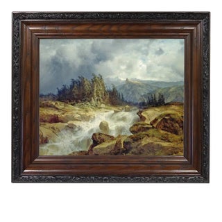 "Mountain Landscape with Rushing Stream" Contemporary Reproduction Print on Canvas, Framed For Sale