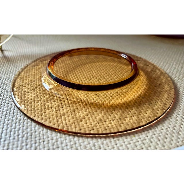 Late 20th Century S/10 Tangerine Orange Glass Side/Salad/Dessert Plates With Empressed Coin Dot Border For Sale - Image 5 of 7