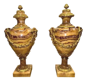 French Empire Marble Urns, 1890s, Set of 2