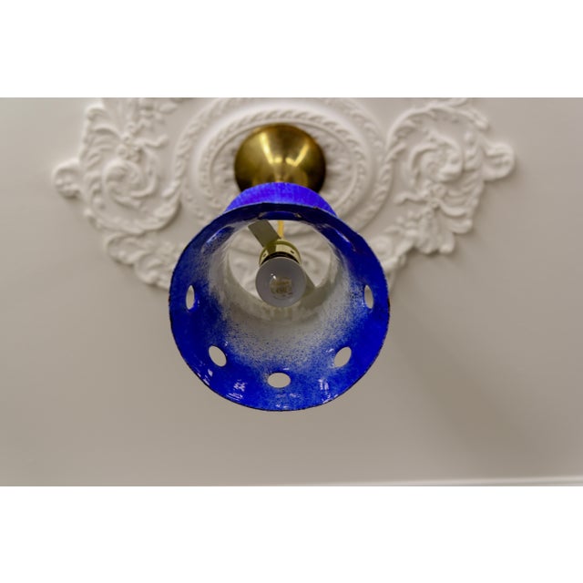 Mid-Century Modern Blue Enameled Iron Pendant Light, 1960s For Sale - Image 12 of 18