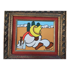 Xavier Cugat Signed Mid‑Century Gouache Painting — Sombrero Figure With Guitar (Framed)