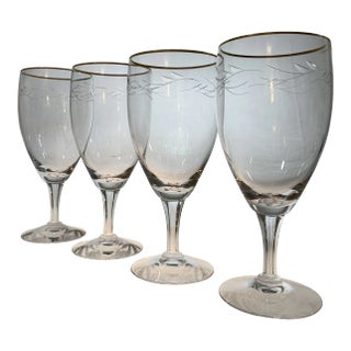 Vintage 1960's Crystal Fostoria Golden Song Ice Tea Stems - Set of 4 For Sale