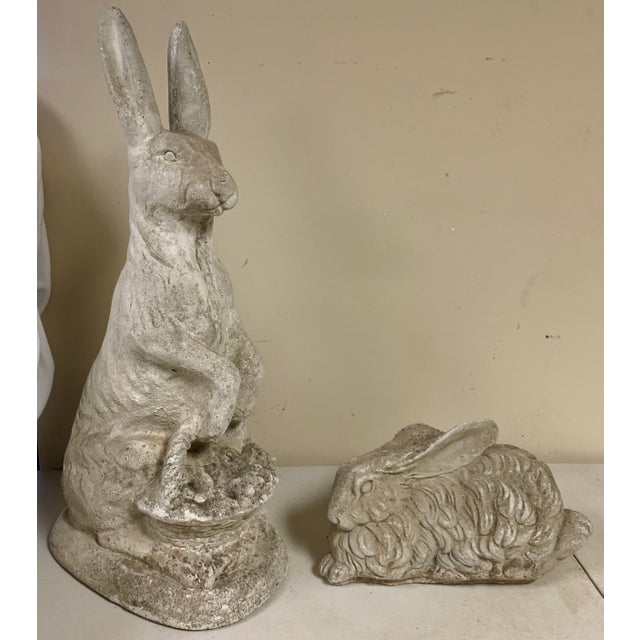Set of Two Concrete Rabbits Chairish
