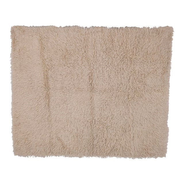 Vintage Natural Wool Turkish Tulu Rug 5'6" X 6'11" For Sale