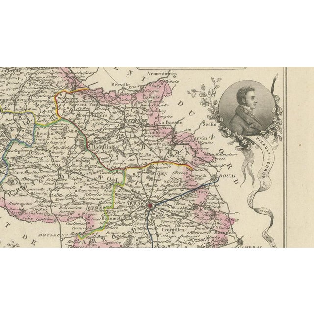 Antique Map of Pas-De-Calais by Vuillemin, 1850 For Sale - Image 6 of 10