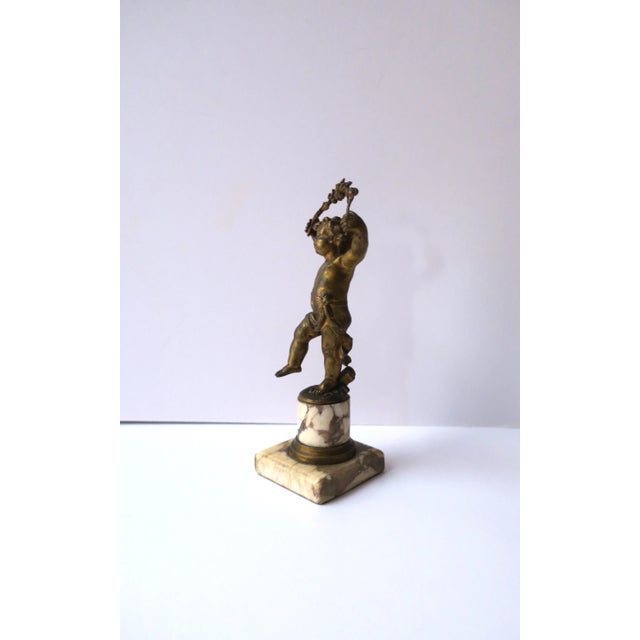 French Gold Gilt Bronze and Marble Male Sculpture, 19th C France For Sale - Image 10 of 12