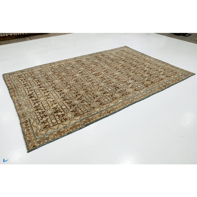Persian Brown Antique Malayer Wool Rug Handmade With Allover Pattern For Sale - Image 3 of 10