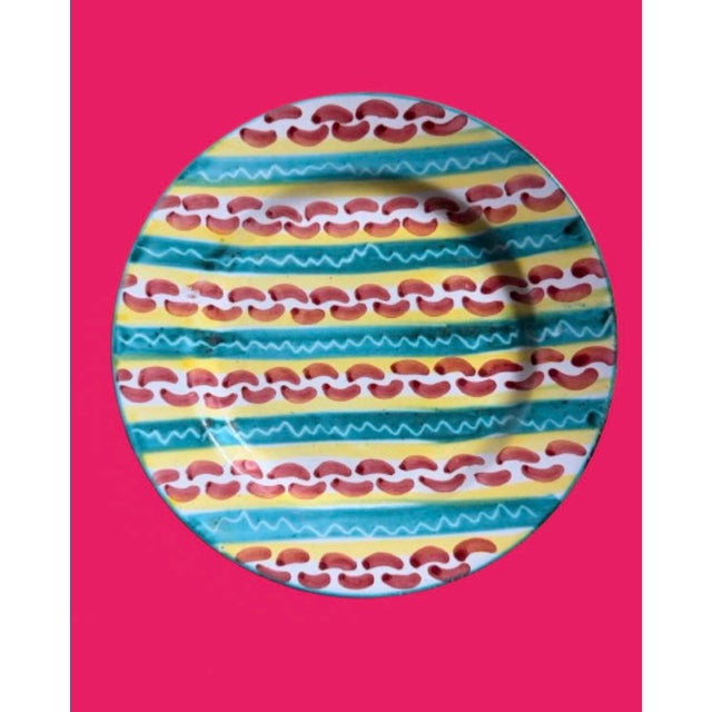 Ceramic Vintage Italian Hand Painted Ceramic Plates in the Style of Mackenzie - Childs - Sets of 6 For Sale - Image 7 of 10