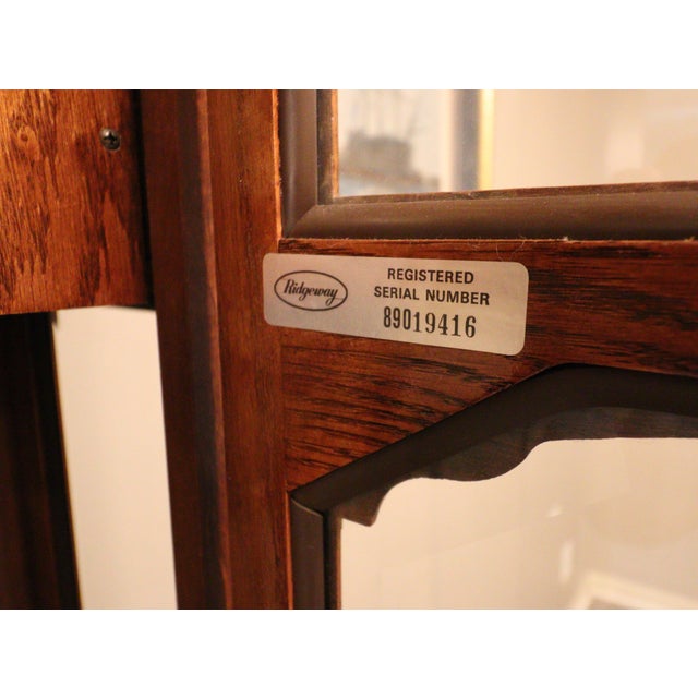 Ridgeway Model 266 Vintage Grandfather Clock in Cherry With Moon Dial, Triple Chime For Sale - Image 12 of 15