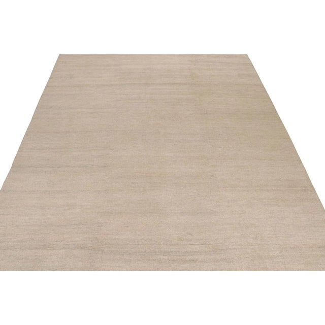 Rug & Kilim Rug & Kilim’s Contemporary Silk Rug in Solid Beige-Brown For Sale - Image 4 of 7