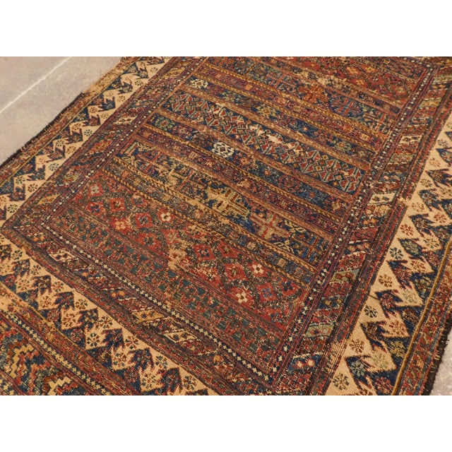 Brown Distressed Antique Sumac Rug. For Sale - Image 8 of 13