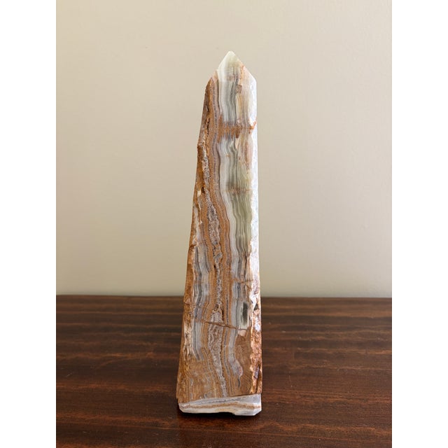 Neoclassical Solid Marble Green and Brown Obelisk For Sale - Image 4 of 8