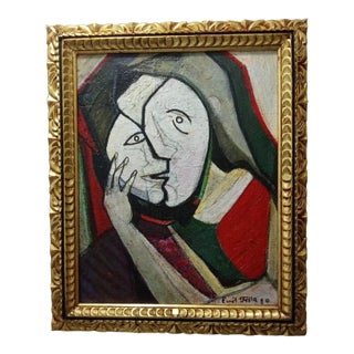 Mid 20th Century Emil Filla (1882–1953) – Original Oil on Canvas Painting – Cubist Portrait For Sale