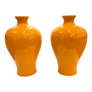 Large Chinese Modern Mango Glaze Porcelain Vases Pair