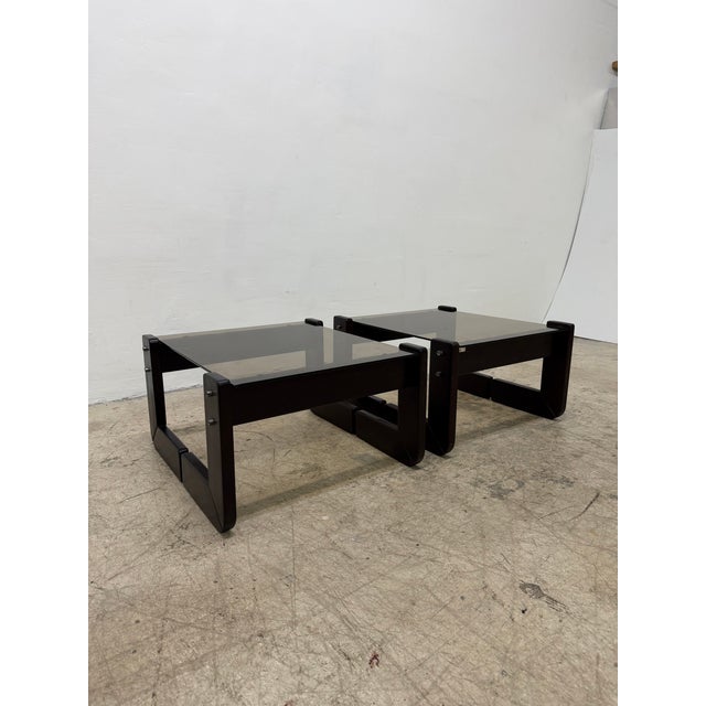 Percival Lafer Mp-97 Rosewood and Smoked Glass Side Tables, 1970s - A Pair For Sale In Miami - Image 6 of 17