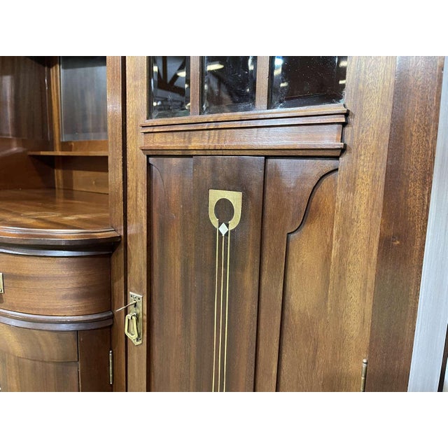 Art Nouveau Mahogany Sideboard with Clock in the style of Gustave Serrurier Bovy, 1890s For Sale - Image 13 of 18