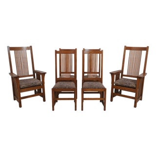 Set of 6 Stickley Mission Oak Dining Room Chairs For Sale