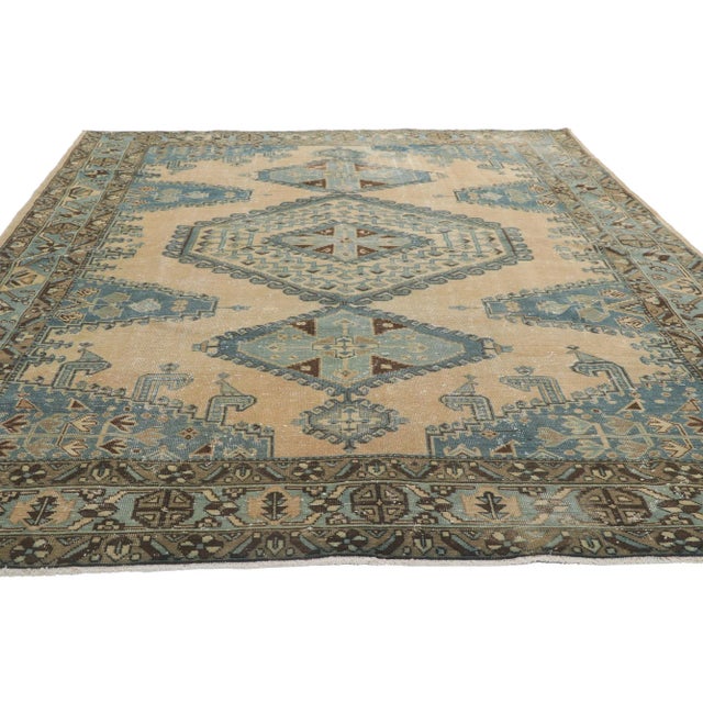 Tribal Rustic Vintage Persian Viss Rug - 7'02 X 10'07 For Sale - Image 3 of 10