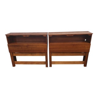 Scandinavian Modern Solid Walnut Bookcase Storage Single Headboards - a Pair For Sale