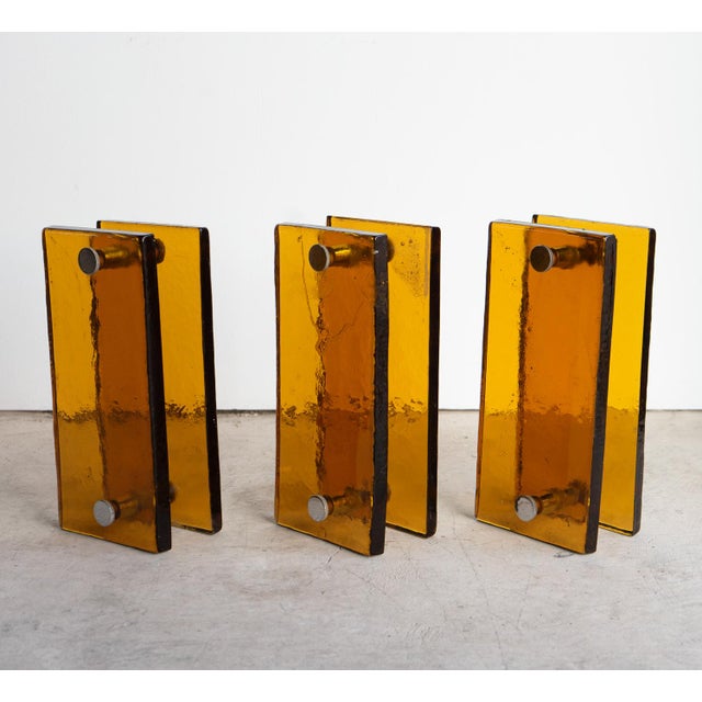 1960s Vintage French Brutalist Amber Glass Push/Pull Door Handles, 1960s For Sale - Image 5 of 18