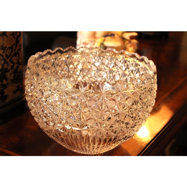1920s Stunning Large American Brilliant Cut Glass Centerpiece Serving Bowl For Sale - Image 10 of 11