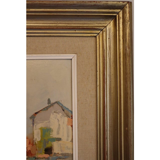 Cream Bruno Tintori, Houses, Oil on Plywood, 1973, Framed For Sale - Image 8 of 14