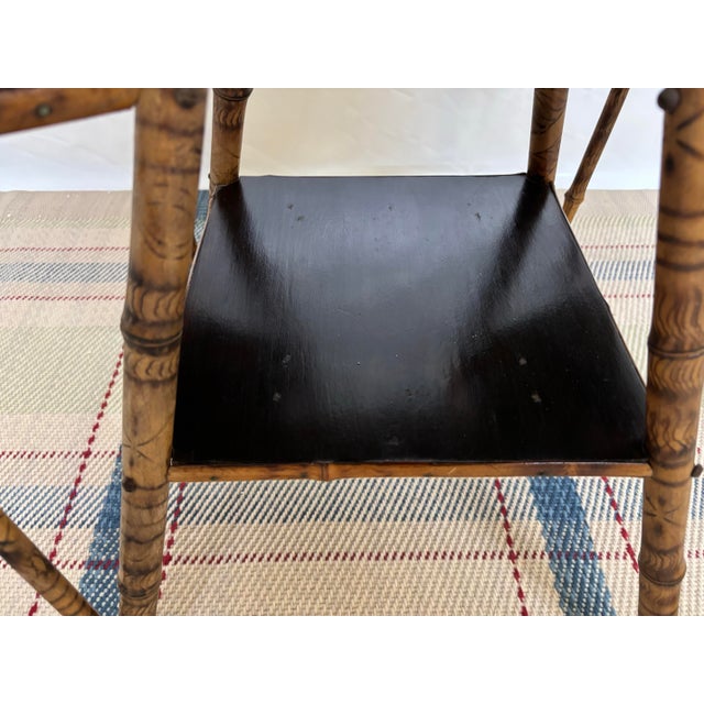 Black Early 20th Century Burnt Bamboo Side Table For Sale - Image 8 of 12