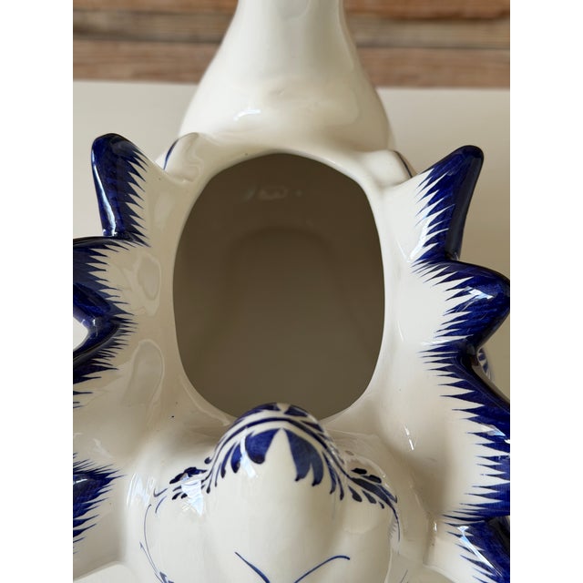 Ceramic Hand-Painted Chinoiserie Portuguese Blue & White Swan Planter / Cachepot For Sale - Image 7 of 11