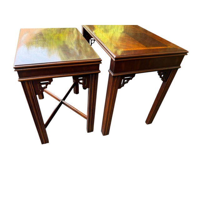 Altavista Lane Late 20th Century Lane Chippendale Style Mahogany Nesting Tables - A Pair For Sale - Image 4 of 9