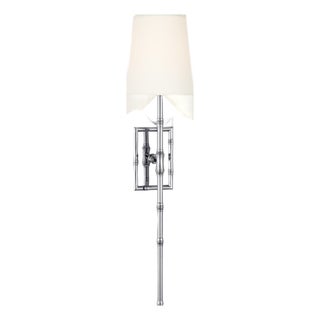 Studio VC for Visual Comfort Signature Grenol Single Bamboo Tail Sconce in Polished Nickel with Linen Shade For Sale