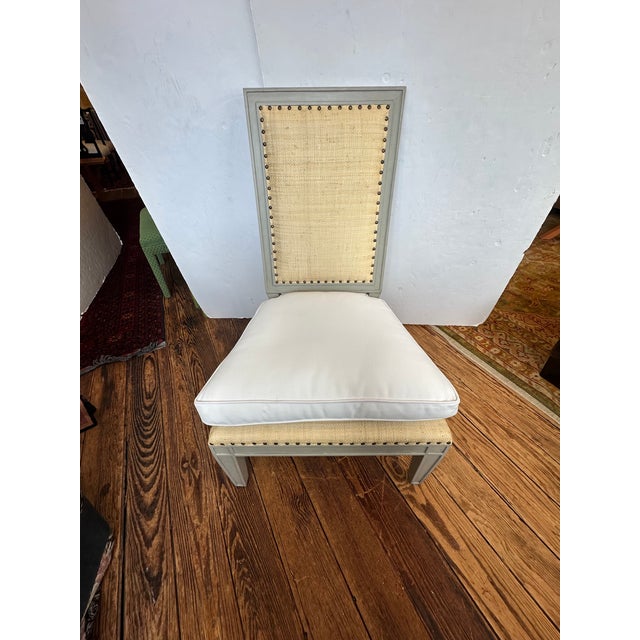 Raffia & Grey Painted Wood Club Chair by Oly Studio For Sale - Image 11 of 11