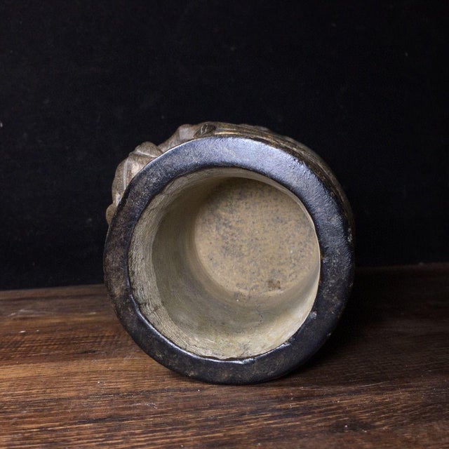 Late 20th Century Chinese Bluestone Carved Bamboo-Joint Brush Pot For Sale - Image 9 of 9