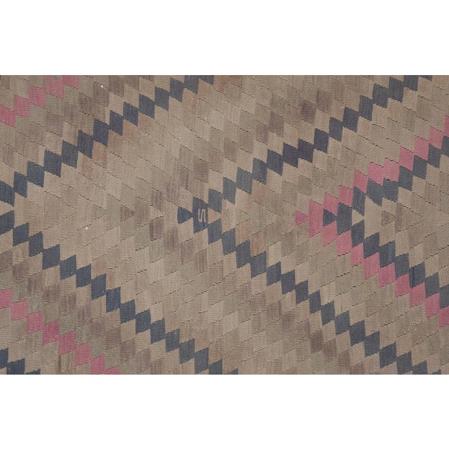 Mid-Century Modern Turkish Faded Geometric Kilim Rug 4'11'' X 11'6'' For Sale - Image 3 of 12