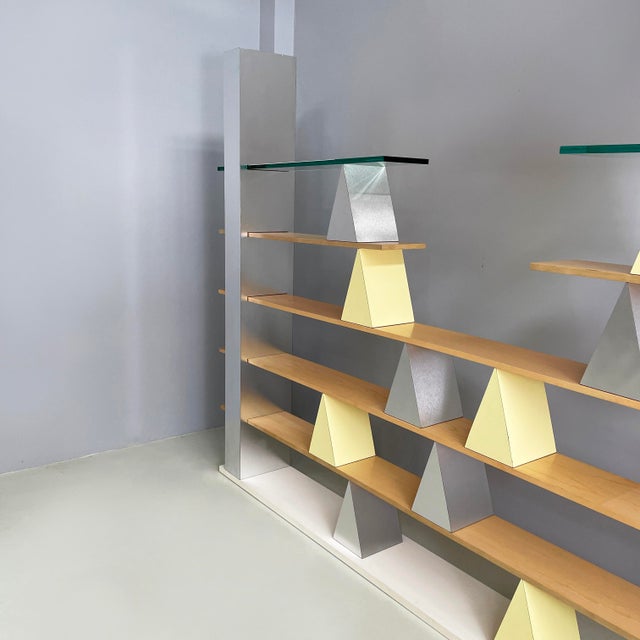 Italian Modern Glass, Wood and Metal Gritti Bookcase by Andrea Branzi for Memphis, 2000s For Sale - Image 4 of 18