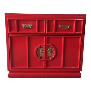 Stanely Red Lacquered Bar Cabinet For Sale