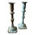 Pair of Vintage Brass Candlesticks With Verdigris Patina For Sale