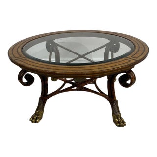 Maitland-Smith Attributed Tortoiseshell Bamboo & Brass Claw Foot Coffee Table For Sale