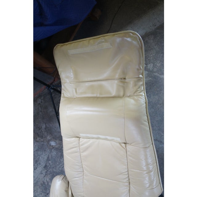 Vintage Stressless Leather Reclining Swivel Lounge Chairs & Ottoman Attributed to Ekornes For Sale - Image 9 of 14