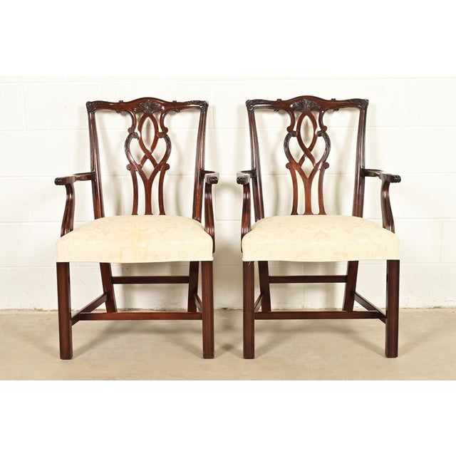 Kindel Furniture Georgian Carved Mahogany Armchairs, Pair For Sale - Image 13 of 13