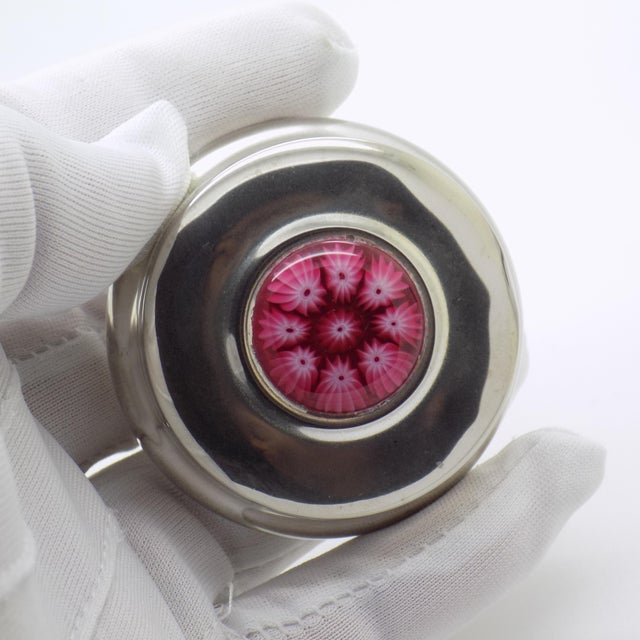 Silver Vintage Italian Handmade Genuine Silver & Murrina Glass Pill Snuff Trinket Decorative Box For Sale - Image 8 of 12