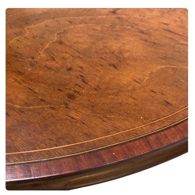 Georgian Mahogany Table W/ Marbling & Satinwood Inlay, Hepplewhite Style Offers Medial Shelf or Lower Platform - Occasional Furniture For Sale - Image 9 of 9