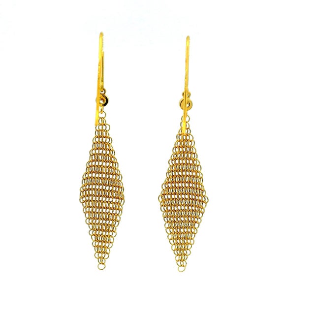 Gold 1980s Pair of Elsa Peretti for Tiffany & Co. 18k Gold Mesh Diamond Drop Earrings For Sale - Image 8 of 14