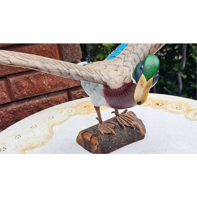 Pink Wooden Carved Duck, Large, 1980s For Sale - Image 8 of 12