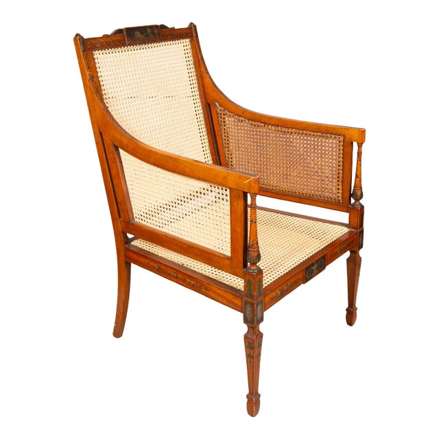 Edwardian Satinwood and Painted Armchair For Sale