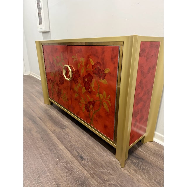 1970s 1970s Mastercraft Chinoiserie Faux-Tortoise and Brass Commode For Sale - Image 5 of 11