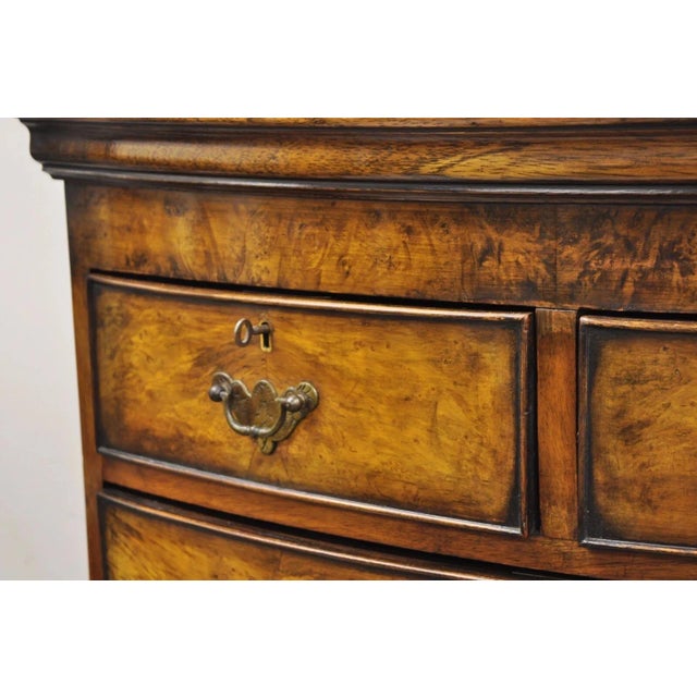 19th C English George II Burl Walnut Chest on Chest Dresser Chest of 8 Drawers For Sale - Image 4 of 13