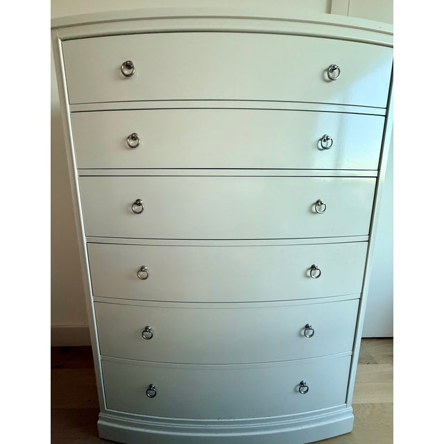 Ethan Allen White Bow Front Dresser With Ring Pull Hardware For Sale In Washington DC - Image 6 of 6